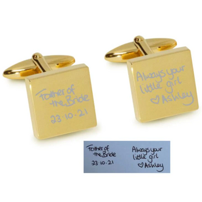 Own Handwriting Custom Engraved Cufflinks in Gold