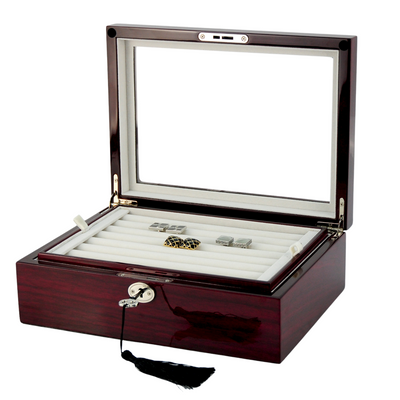 72 Pairs Cherry Wooden Cufflink Box