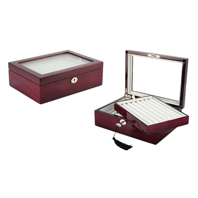 72 Pairs Cherry Wooden Cufflink Box