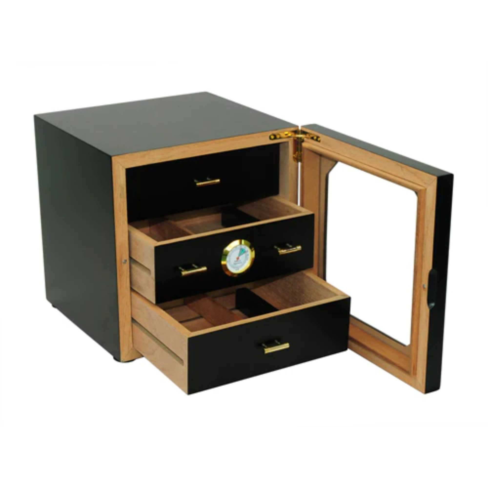 50-100 CT Black Cigar Humidor Wooden Cabinet for Cigars