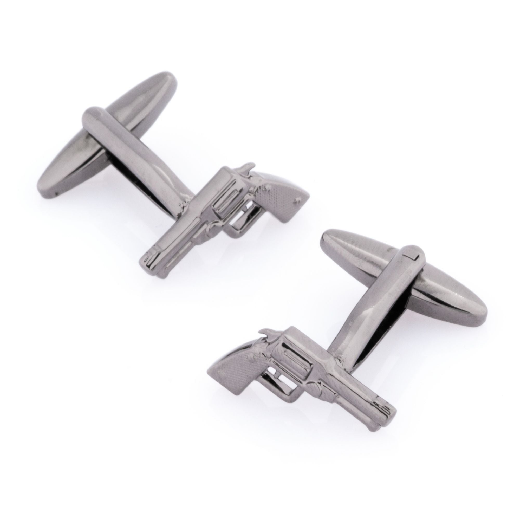 Gunmetal Revolver Gun Cufflinks