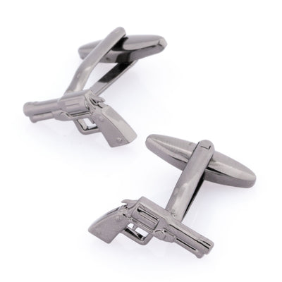 Gunmetal Revolver Gun Cufflinks