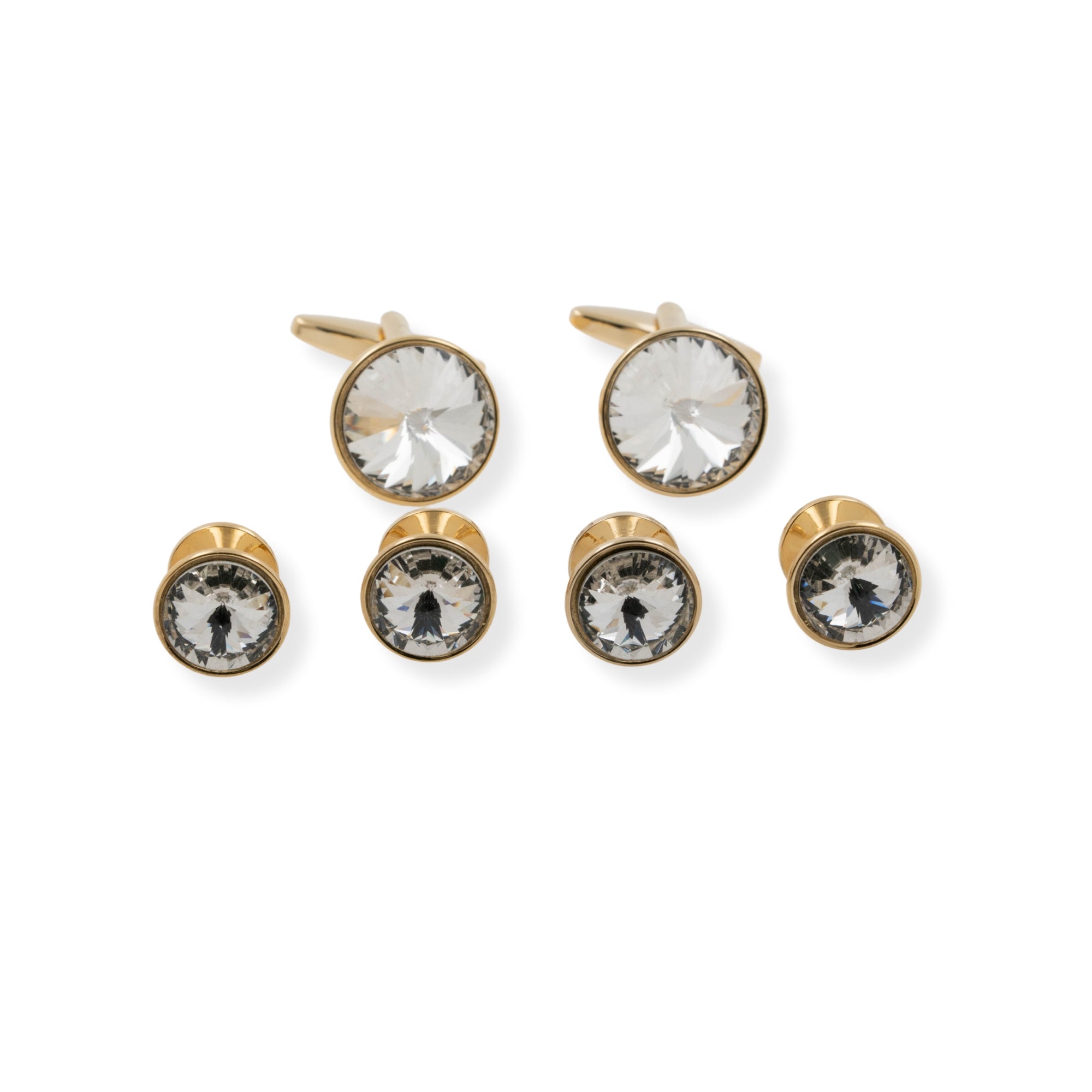 Gold Crystal Cufflinks & Stud Set