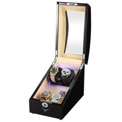 Avoca Watch Winder Box for 2 + 2 Watches in Mahogany