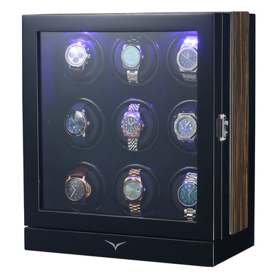 Sydney Watch Winder Box for 9 Watches in Black