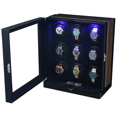 Sydney Watch Winder Box for 9 Watches in Black