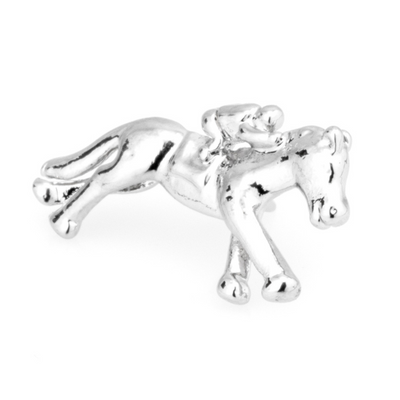 Horse and Jockey Lapel Pin Silver