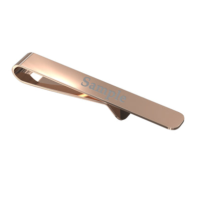 Engravable Shiny Rose Gold Tie Bar with curved end 50mm