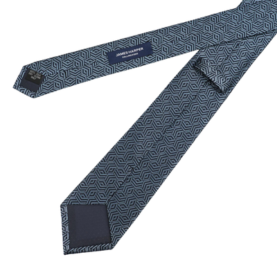 Dusty Blue Silk Geo Tie