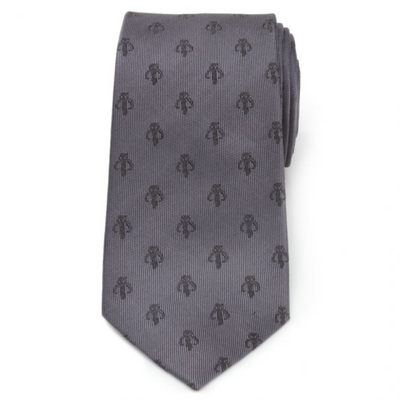 Mandalorian Star Wars Gray Silk Men's Tie