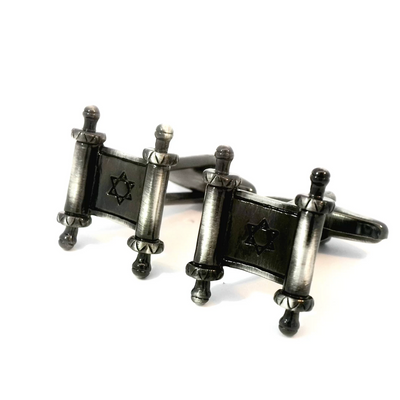 Antique Finish Torah Scroll Cufflinks