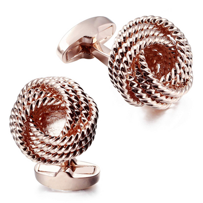 Large Rose Gold Woven Knots Cufflinks