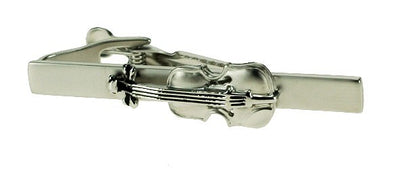 Violin Silver Tie Clip