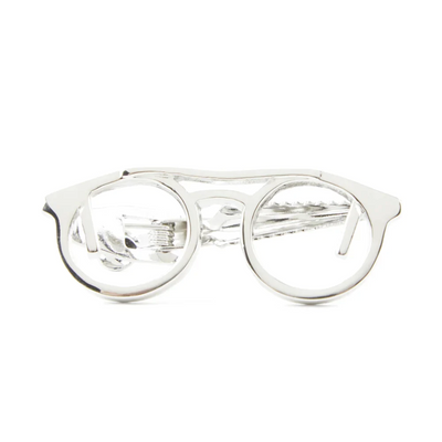 Silver Spectacles Tie Clip