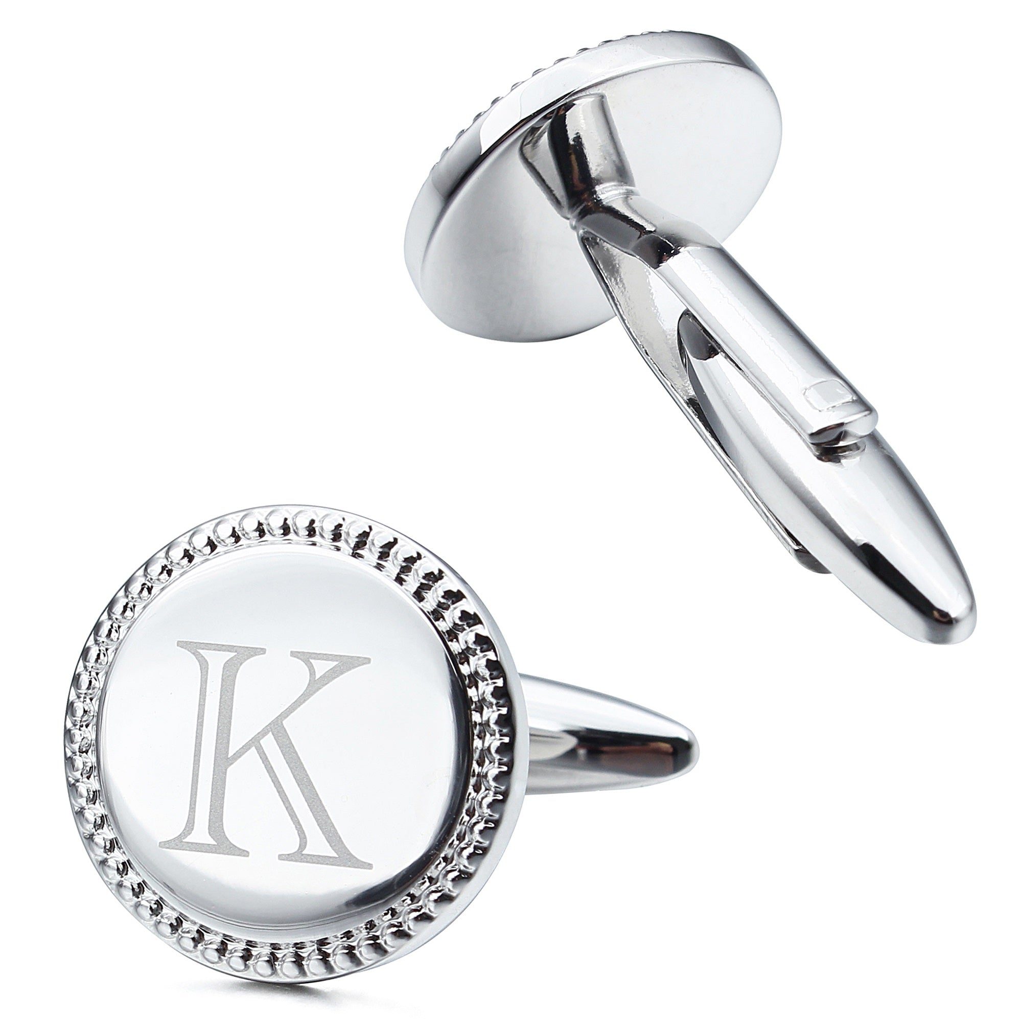 Letter K Initial Cufflinks -Round