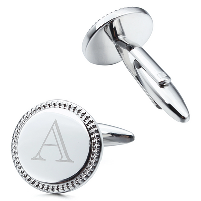 Silver Initial Round Cufflinks