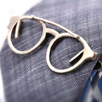 Silver Spectacles Tie Clip