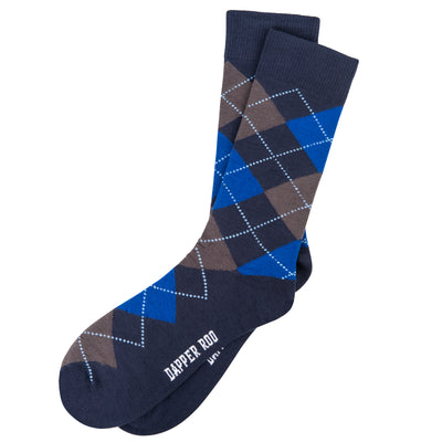 Argyle Tartan Blue Bamboo Socks by Dapper Roo, Socks, Tartan Blue, Navy, Grey, SK2047, Men's Socks, Socks for Men, Clinks.com