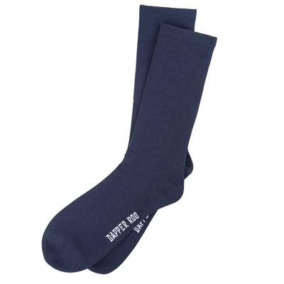 Classic Navy Blue Bamboo Socks by Dapper Roo, Dapper Roo, Classic Bamboo Socks, Navy Blue, Socks, Bamboo, Elastane, Nylon, Elastic, SK2044, Men's Socks, Socks for Men, Clinks.com