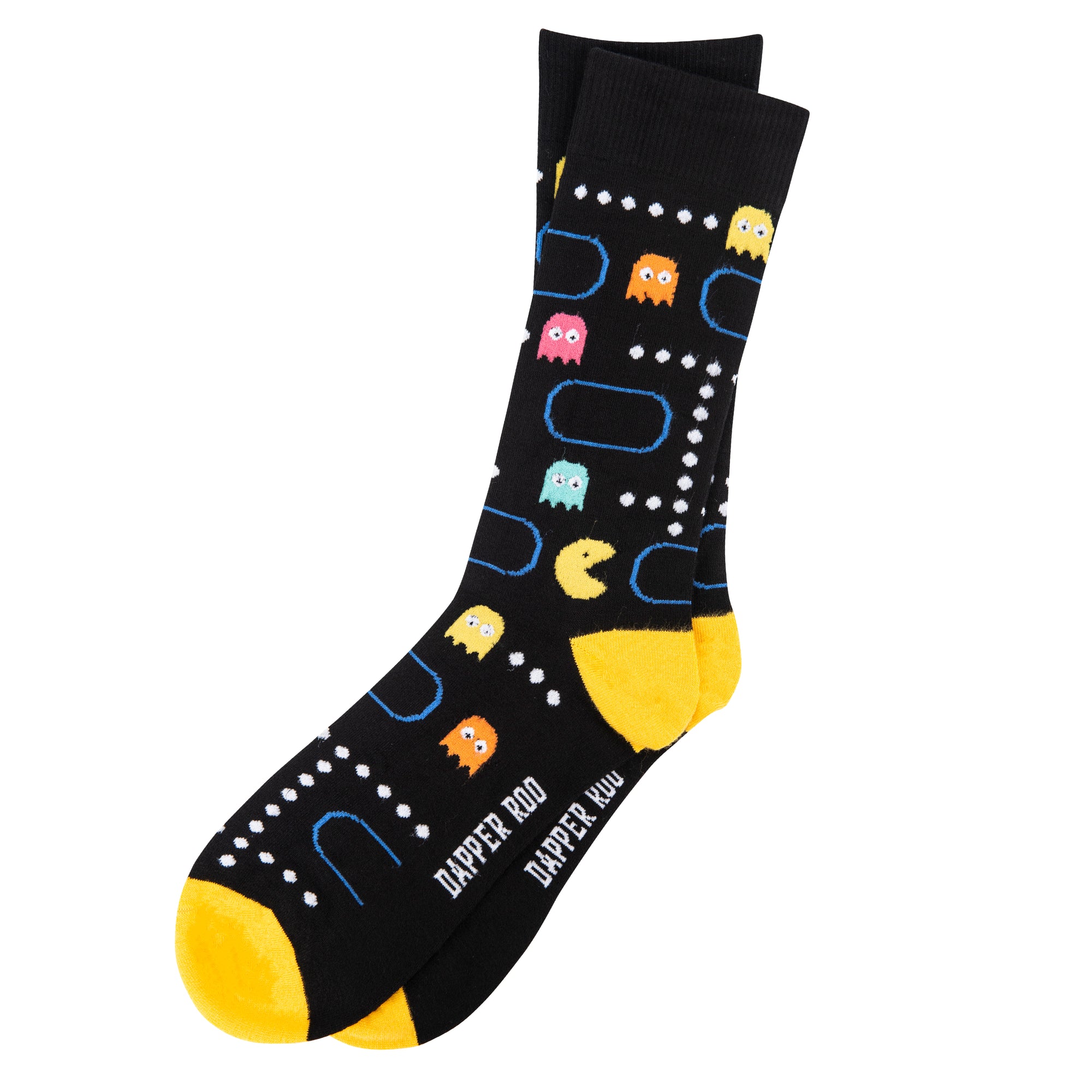 Game Over Arcade Bamboo Socks by Dapper Roo, Game Over Arcade Socks, Dapper Roo, Socks, Black, Yellow, Multi, Bamboo, Elastane, Nylon, Elastic, SK2019, Men's Socks, Socks for Men, Clinks.com